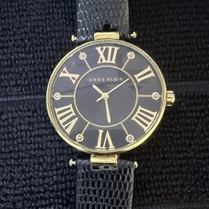 Anne Klein Gold and Black Roman Numeral Watch